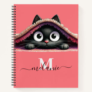 Flüchtige Blick-a-Boo Kätzchen-Skriptname Monogram Notizbuch