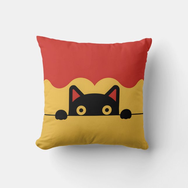 Flüchtige Blick-a-Boo-Katze Minimalistisch Kissen (Vorderseite)