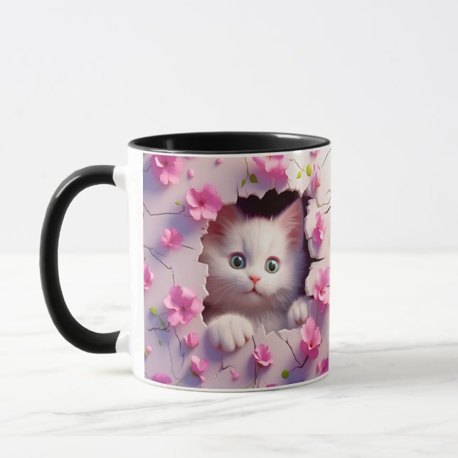 Flüchtige Blick-a-Boo Kitten Blossom Tasse (Links)