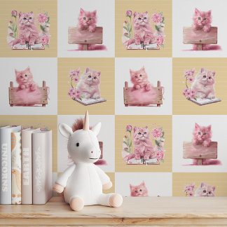 Flüchtige Blick-A-Boo Kitty! Pink Kitten & Book Tapete