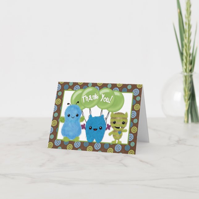 Flüchtige Blick a Boo MONSTERS Vielen Dank PABC-No Dankeskarte (Vorderseite)
