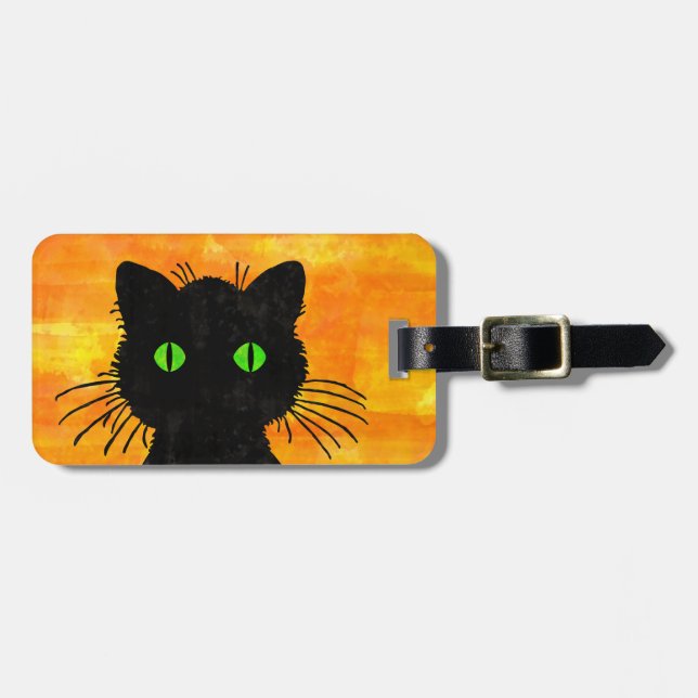 Flüchtige Blick-A-Boo-Schwarze Katze zu Halloween Gepäckanhänger (Vorderseite horizontal)