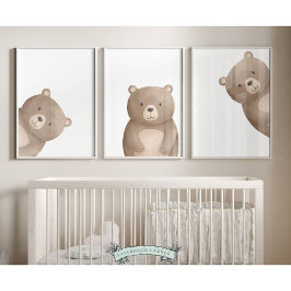 Flüchtige Blick Bear Kinderzimmer Prints - 002 Bilderwand Sets