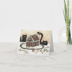 Flüchtige Blick & Boo Black Cat Weihnachtskarte vo Feiertagskarte