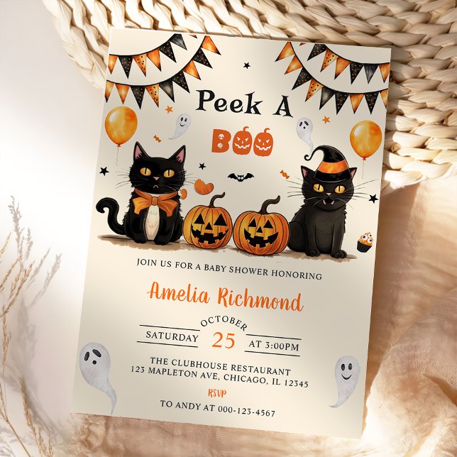 Flüchtige Blick Ein Boo Black Cat Halloween Baby D Einladung (Von Creator hochgeladen)