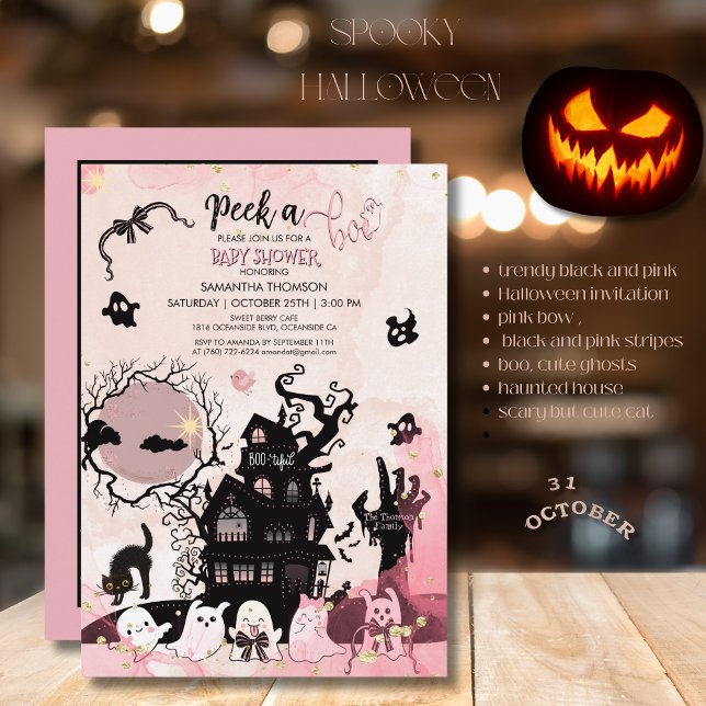 Flüchtige Blick einer Boo Baby Dusche Einladung, W Einladung (Peek a Boo Baby Shower Invitation, Whimsical Ghost Invitation)