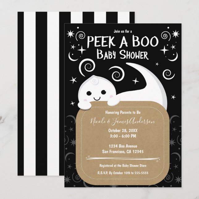 Flüchtige Blick einer BOO Ghost Halloween Kinderdu Einladung (Vorne/Hinten)