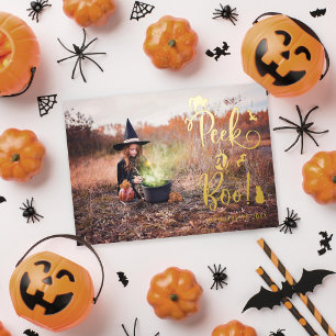 Flüchtige Blick einer Boo Halloween Foto Foil Card Folien Feiertagskarte