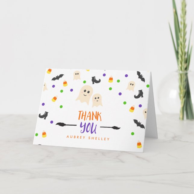 Flüchtige Blick einer Boo Halloween Kinderdusche Dankeskarte (Vorderseite)