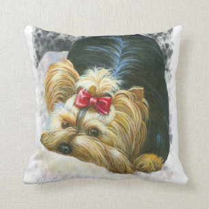 Flüchtige Blick eines Bo Yorkie Yorkshire Terrier  Kissen