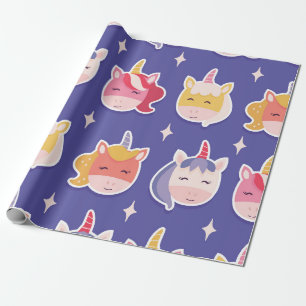Flüchtige Einhornköpfe Geschenkpapier