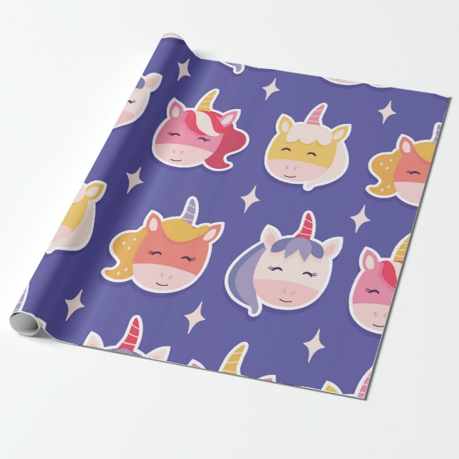 Flüchtige Einhornköpfe Geschenkpapier (Ungerollt)