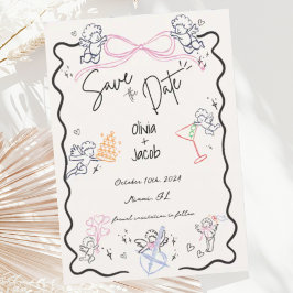 Flüchtige Hand Drawn Cupid Scribble Bow Wedding Einladung