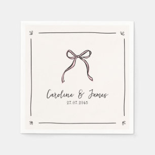 Flüchtige Hand Drawn Pink Bow Hochzeit Serviette