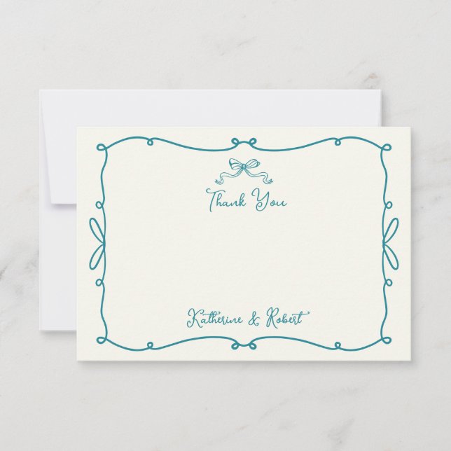 Flüchtige Hand gezeichnete Bogen Hochzeit Danke Ka (Vorderseite)