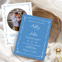Flüchtige Hand gezogen blauen Rahmen Herz Hochzeit