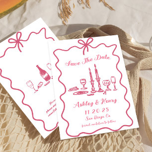 Flüchtige, handgezeichnete Bow-Hochzeit rettet das Einladung
