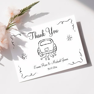 Flüchtige handgezeichnete Hochzeit Dankeskarte