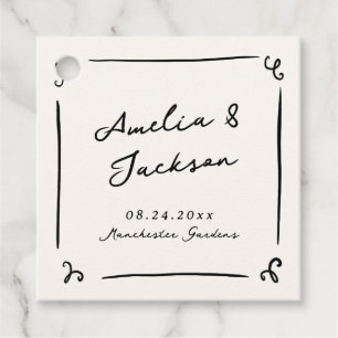 Flüchtige handgezeichnete Hochzeit Geschenkanhänger