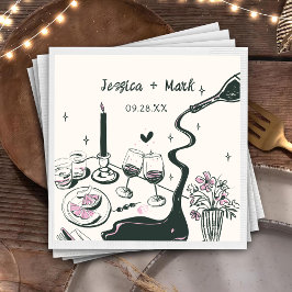 Flüchtige handgezeichnete Hochzeit Serviette