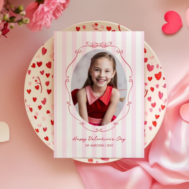 Flüchtige handgezeichnete Rahmen, rosa Streifen Feiertagskarte (Von Creator hochgeladen)