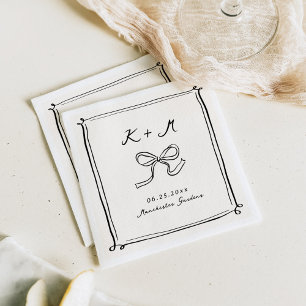 Flüchtige, handgezogene Hochzeitsdoodles Serviette