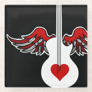 Flüchtige Herzgitarre Glasuntersetzer