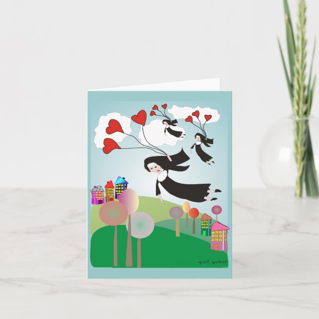 Flüchtige Nonnen mit Balloons Notecards Karte (Vorderseite)