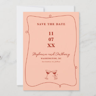 Flüchtige Rahmen und Brillen Rot- und Korallenhoch Save The Date