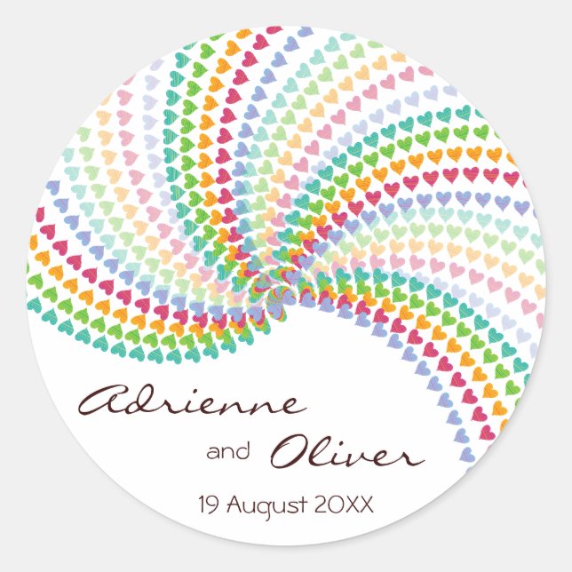 Flüchtige Regenbogen-Hörner Sprinkles Wedding Stic Runder Aufkleber (Vorderseite)