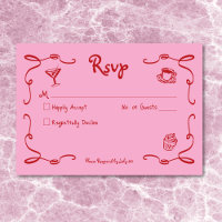 Flüchtige Retro Hand gezeichnet rosa rote Hochzeit