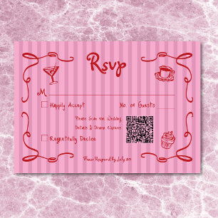 Flüchtige Retro Hand gezogen rosa Rosa Streifen Ho RSVP Karte