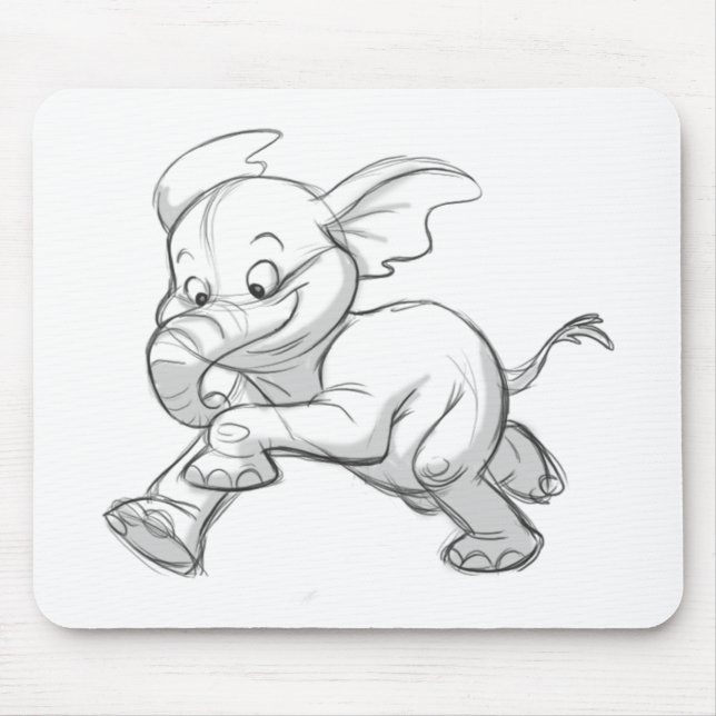 Flüchtiger Baby-Elefant Mousepad (Vorne)
