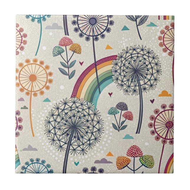 Flüchtiger Regenbogen und botanische Lüster Fliese (Vorderseite)