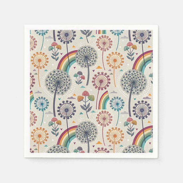 Flüchtiger Regenbogen und botanische Lüster Serviette (Vorderseite)