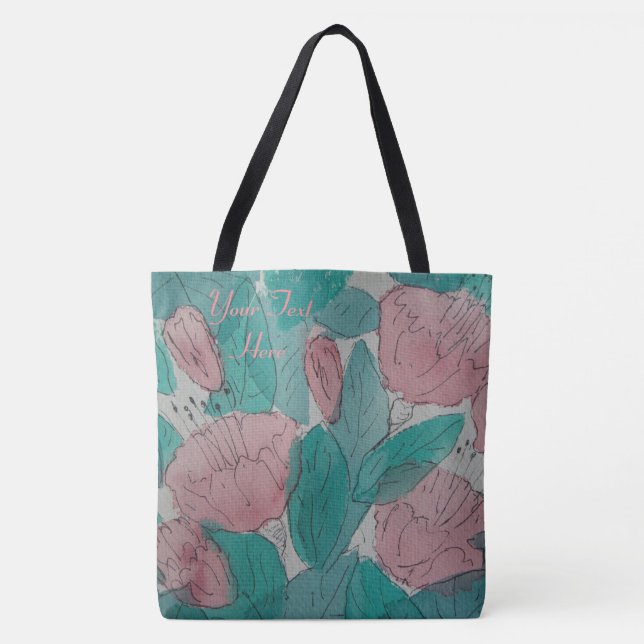 flüchtiges contempory Blumenmusterrosa und -GRÜN Tasche (Vorderseite)