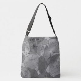 flüchtiges modernes contempory Schwarzweiss-Blumen Tragetaschen Mit Langen Trägern