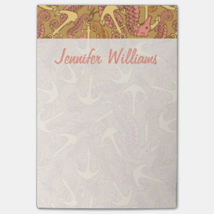 Flüchtiges Seepferd-u. Anker-Muster   addieren Post-it Klebezettel