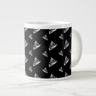 Flüchtiges Segelboot-Muster Jumbo-Tasse