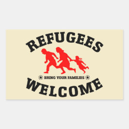 Flüchtlinge begrüßen Ihre Familien Rechteckiger Aufkleber