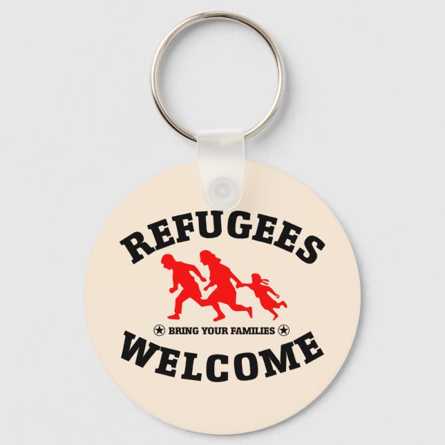 Flüchtlinge begrüßen Ihre Familien Schlüsselanhänger (Vorderseite)