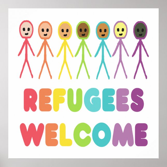 Flüchtlinge willkommen poster (Vorne)
