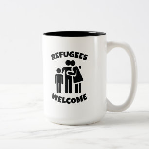 Flüchtlinge willkommen zweifarbige tasse