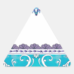Fluer De Lis Blue Swirl Design Dreieckiger Aufkleber
