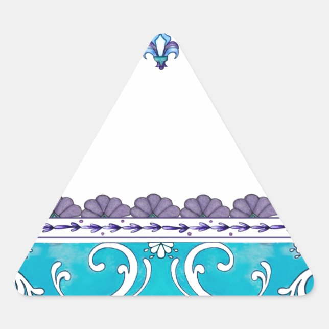 Fluer De Lis Blue Swirl Design Dreieckiger Aufkleber (Vorderseite)