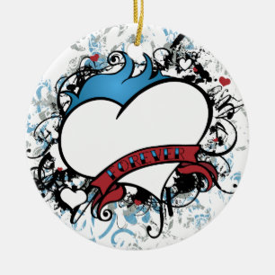 Fluer für immer Herz-Weihnachten Ornamanet Keramikornament