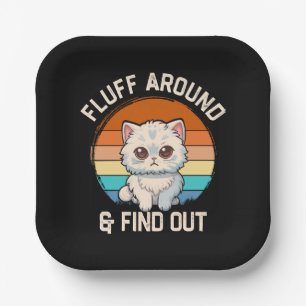 Fluff herumsuchen und herausfinden Lustige Retro-K Pappteller