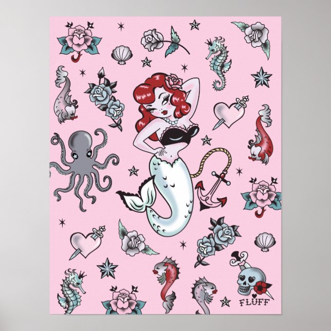 Fluff Molly Mermaid Poster-pink Poster (Vorne)