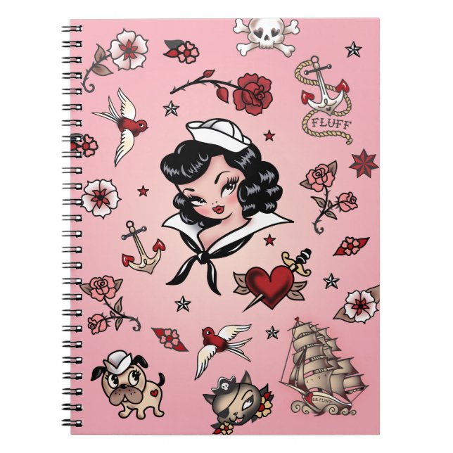 Fluff Suzy Sailor Notebook in Pink Notizblock (Vorderseite)