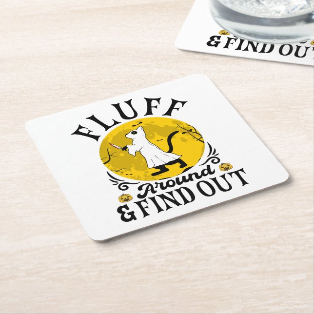 Fluff um und finden heraus, Beängstigendes Katzen  Rechteckiger Pappuntersetzer (angewinkelt)